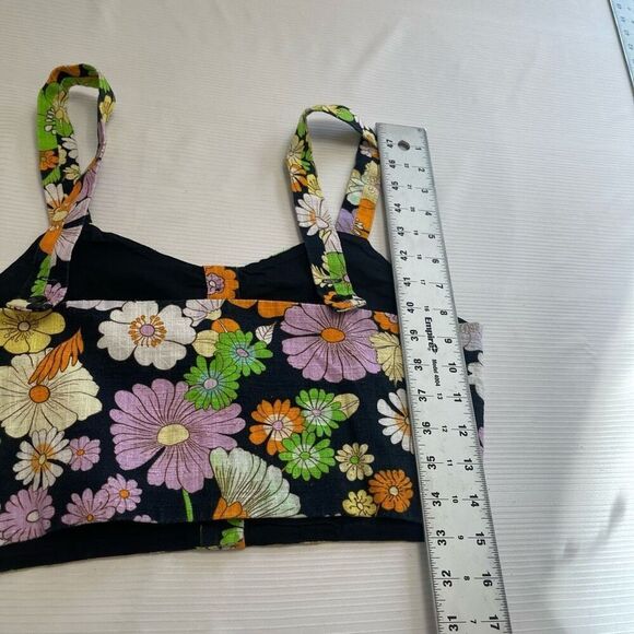 MAJE Liseven Floral Crop Top Woven Cotton Multicolor Button Front Size 3 - Picture 6 of 7